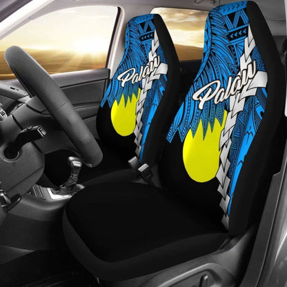 Palau Polynesian Car Seat Covers - Tribal Wave Tattoo Flag Style -