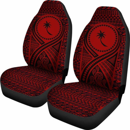 Chuuk Car Seat Cover - Chuuk Flag Polynesian Tattoo Red -