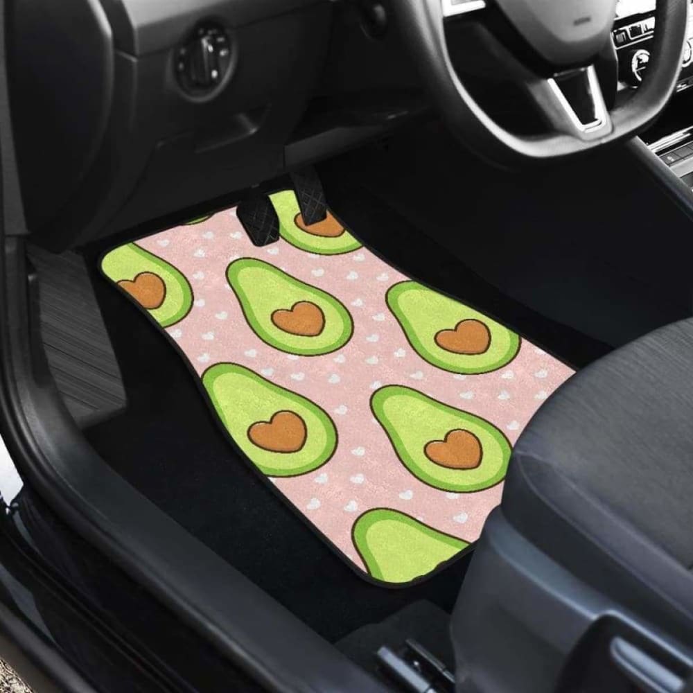 Avocado Heart Pink Background Front And Back Car Mats