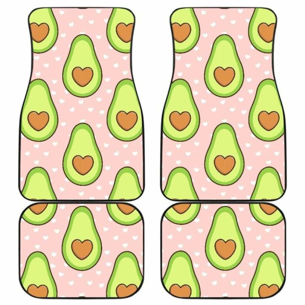 Avocado Heart Pink Background Front And Back Car Mats