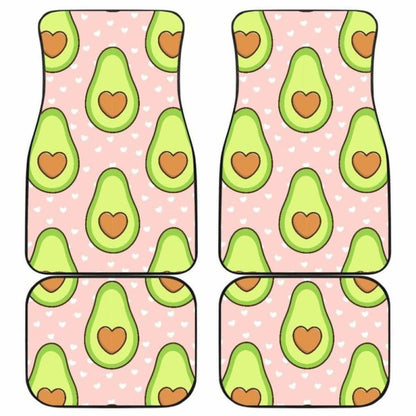 Avocado Heart Pink Background Front And Back Car Mats