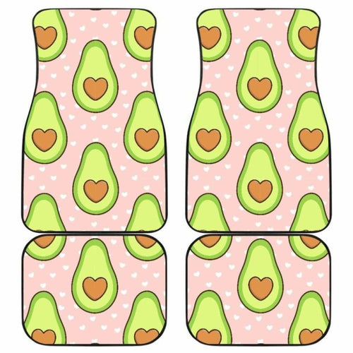 Avocado Heart Pink Background Front And Back Car Mats