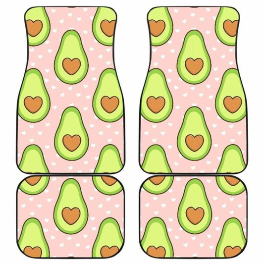 Avocado Heart Pink Background Front And Back Car Mats