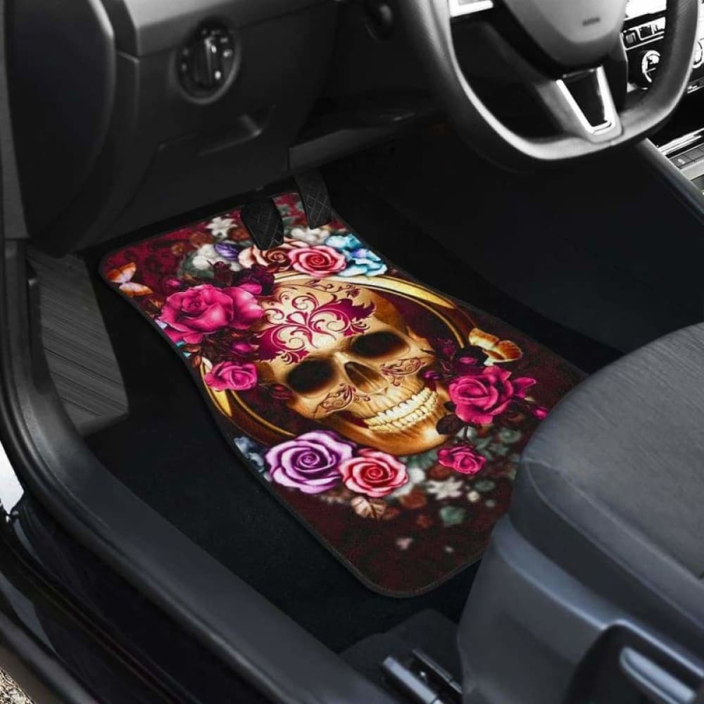 Set Of Pcs Floral Skull Car Mats
