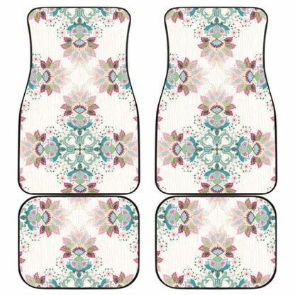 Square Floral Indian Flower Pattern Front And Back Car Mats