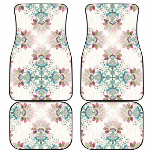 Square Floral Indian Flower Pattern Front And Back Car Mats