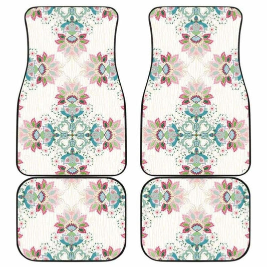 Square Floral Indian Flower Pattern Front And Back Car Mats