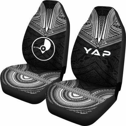Yap Car Seat Cover - Yap Flag Polynesian Chief Tattoo Black Version -