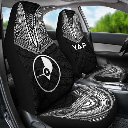 Yap Car Seat Cover - Yap Flag Polynesian Chief Tattoo Black Version -