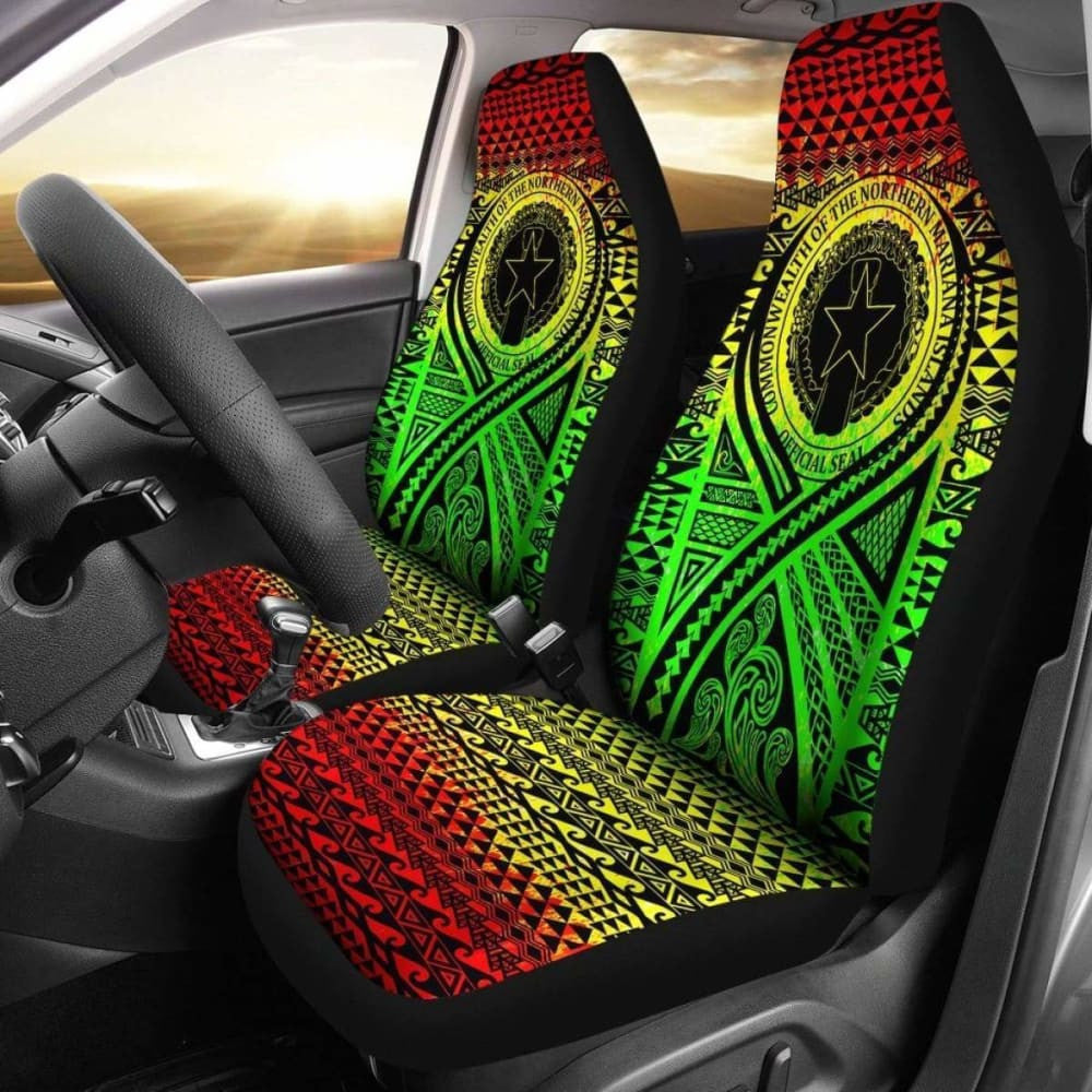Northern Mariana Islands Car Seat Cover - Northern Mariana Islands Seal Polynesian Tattoo Reggae -