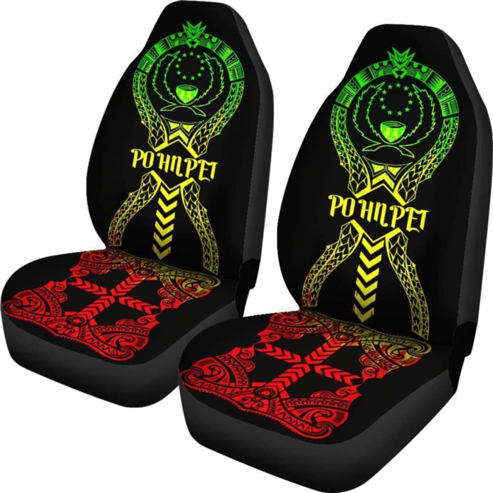 Pohnpei Car Seat Covers - Pohnpei Flag Micronesian Tribal Reggae -