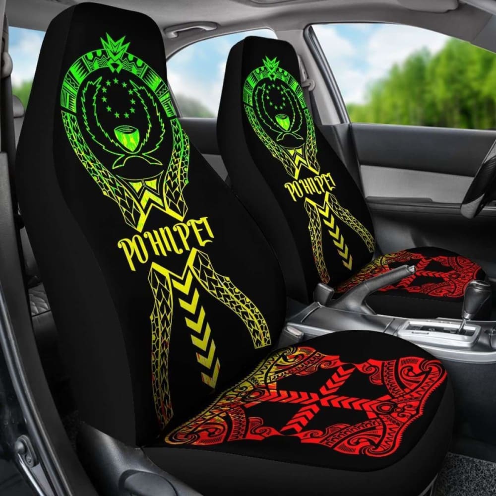 Pohnpei Car Seat Covers - Pohnpei Flag Micronesian Tribal Reggae -