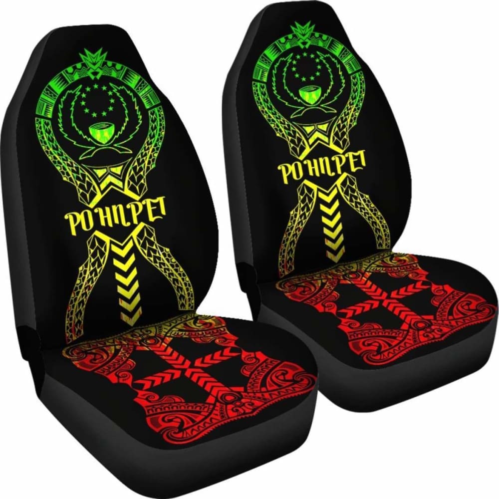 Pohnpei Car Seat Covers - Pohnpei Flag Micronesian Tribal Reggae -