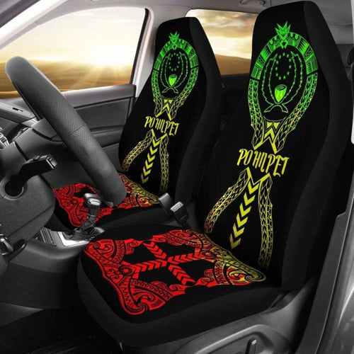 Pohnpei Car Seat Covers - Pohnpei Flag Micronesian Tribal Reggae -