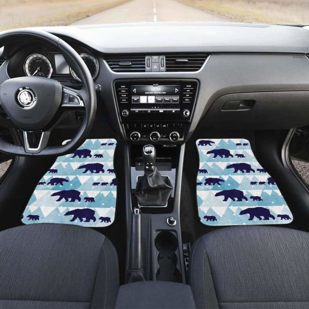 Polar Bear Winter Snow Pattern Front And Back Car Mats