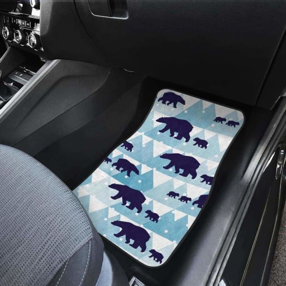 Polar Bear Winter Snow Pattern Front And Back Car Mats
