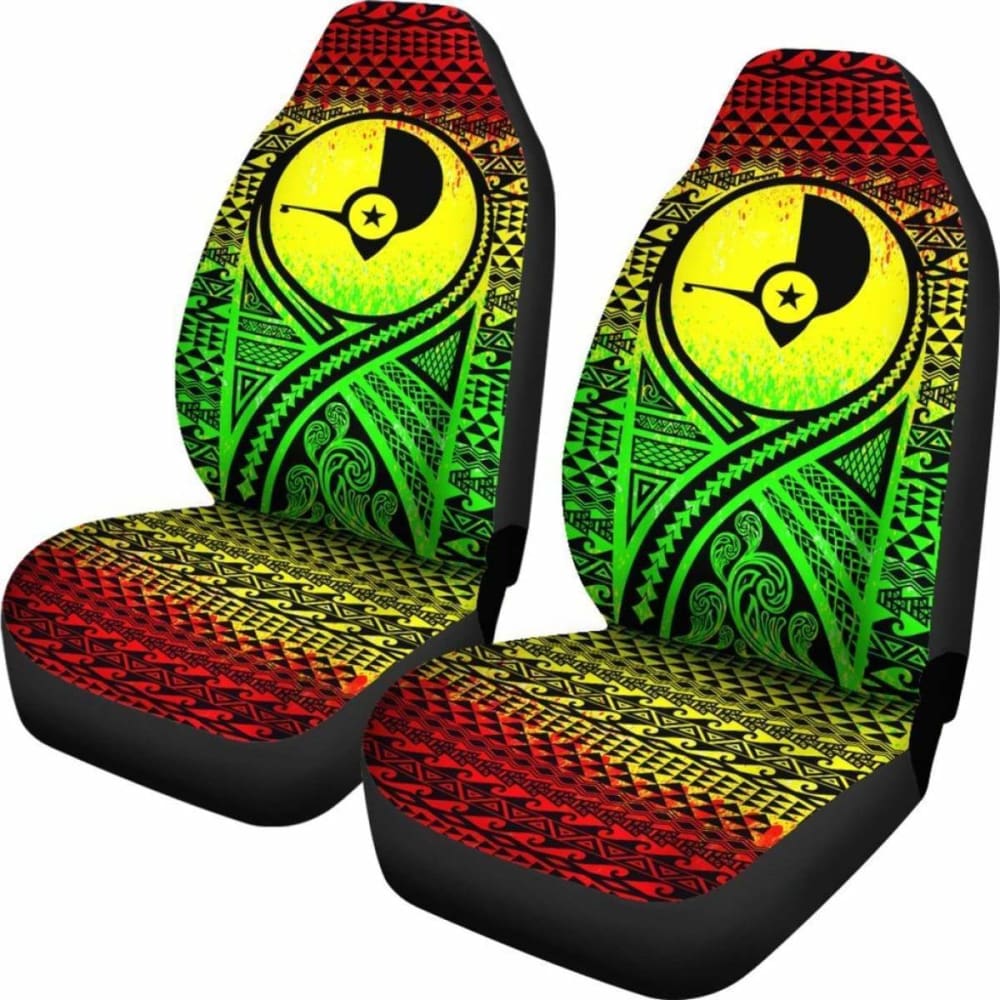 Yap Car Seat Cover - Yap Flag Polynesian Tattoo Reggae -