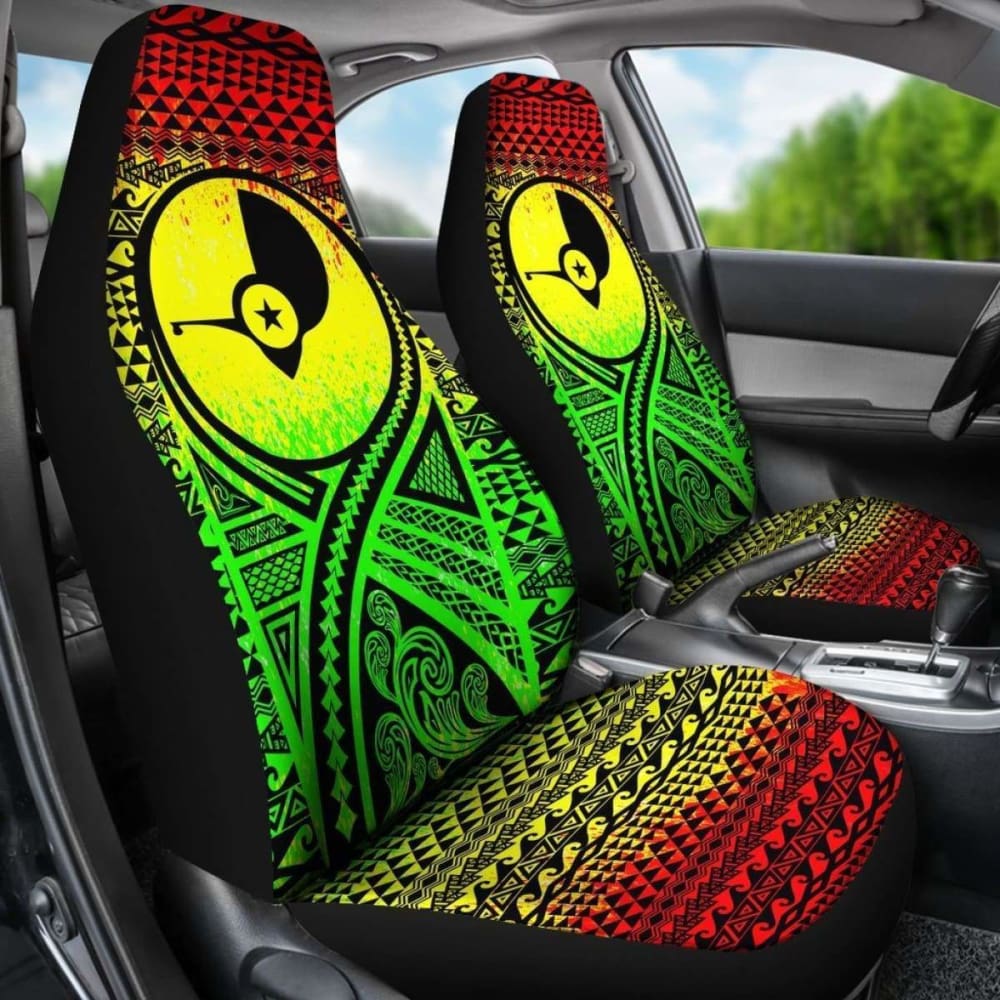 Yap Car Seat Cover - Yap Flag Polynesian Tattoo Reggae -