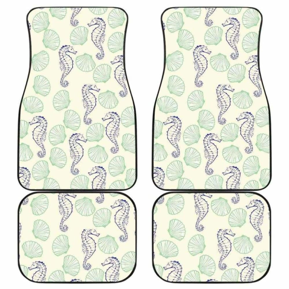 Seahorse Shell Pattern Front And Back Car Mats