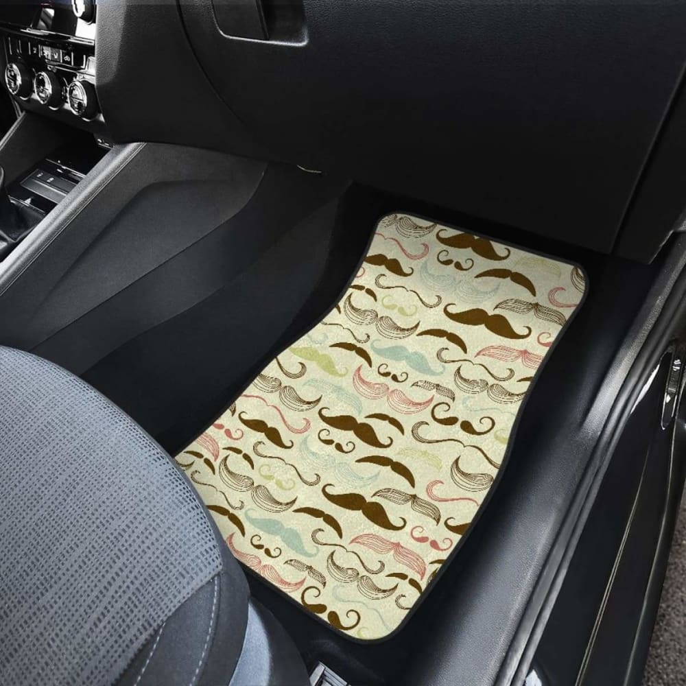 Mustache Beard Pattern Print Design  Front And Back Car Mats