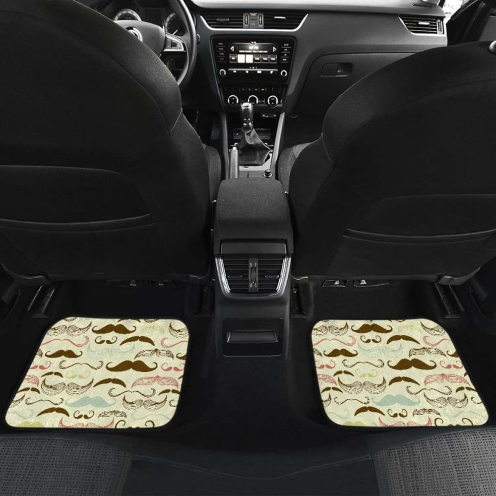 Mustache Beard Pattern Print Design  Front And Back Car Mats