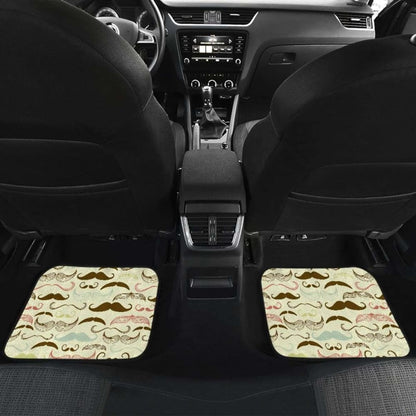 Mustache Beard Pattern Print Design  Front And Back Car Mats