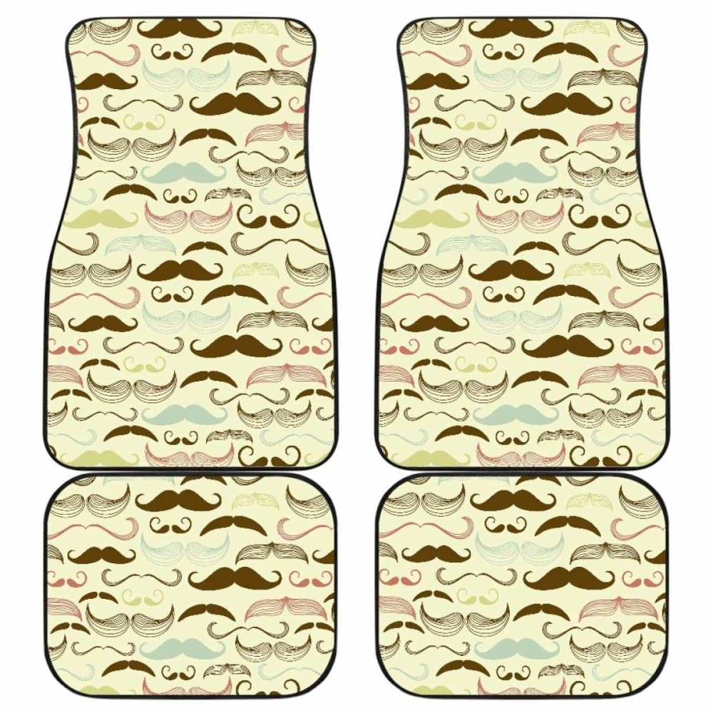 Mustache Beard Pattern Print Design  Front And Back Car Mats