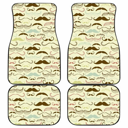 Mustache Beard Pattern Print Design  Front And Back Car Mats