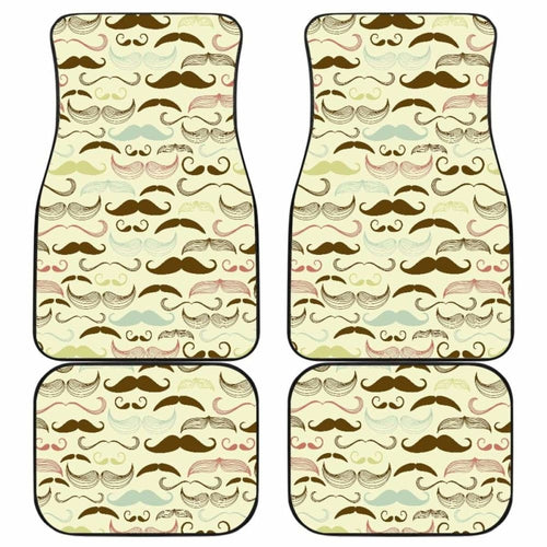 Mustache Beard Pattern Print Design  Front And Back Car Mats
