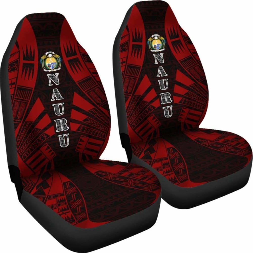 Nauru Car Seat Covers - Nauru Coat Of Arms Polynesian Tattoo Red -