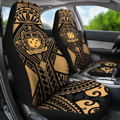 Samoa Polynesian Car Seat Covers - Samoa Gold Seal With Polynesian Tattoo -