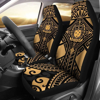 Samoa Polynesian Car Seat Covers - Samoa Gold Seal With Polynesian Tattoo -