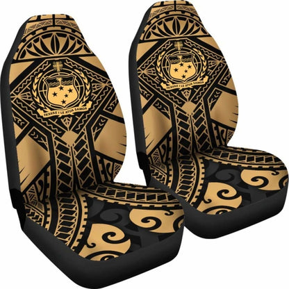 Samoa Polynesian Car Seat Covers - Samoa Gold Seal With Polynesian Tattoo -