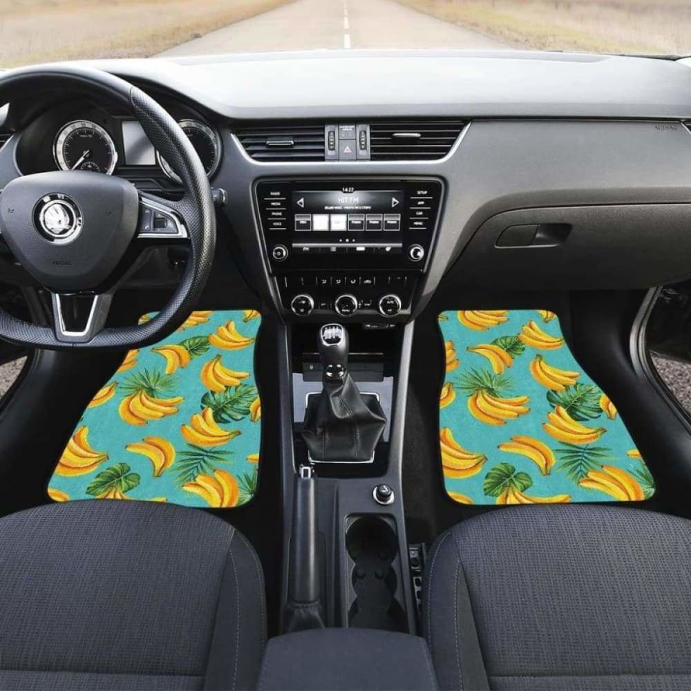 Banana Palm Leaves Pattern Background Front And Back Car Mats