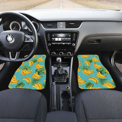 Banana Palm Leaves Pattern Background Front And Back Car Mats