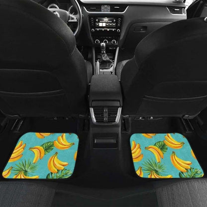 Banana Palm Leaves Pattern Background Front And Back Car Mats
