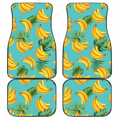 Banana Palm Leaves Pattern Background Front And Back Car Mats