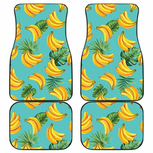 Banana Palm Leaves Pattern Background Front And Back Car Mats