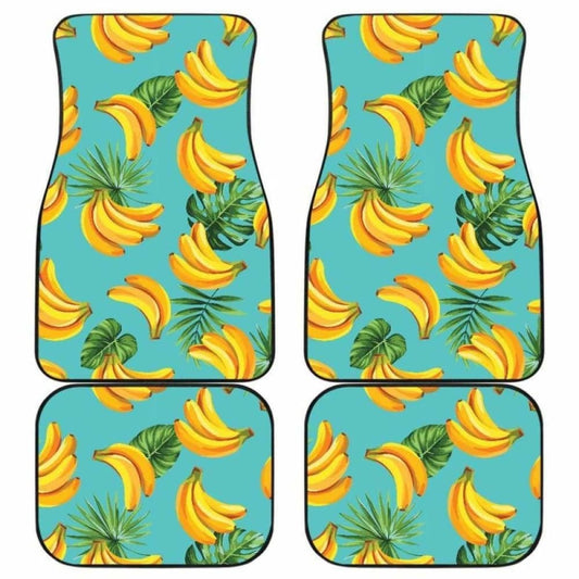 Banana Palm Leaves Pattern Background Front And Back Car Mats