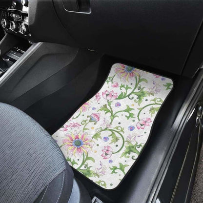 Beautiful Pink Lotus Waterlily Leaves Pattern Front And Back Car Mats