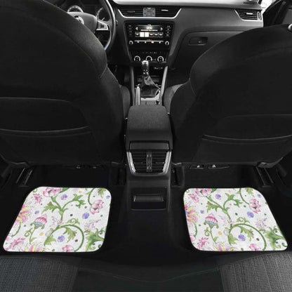 Beautiful Pink Lotus Waterlily Leaves Pattern Front And Back Car Mats