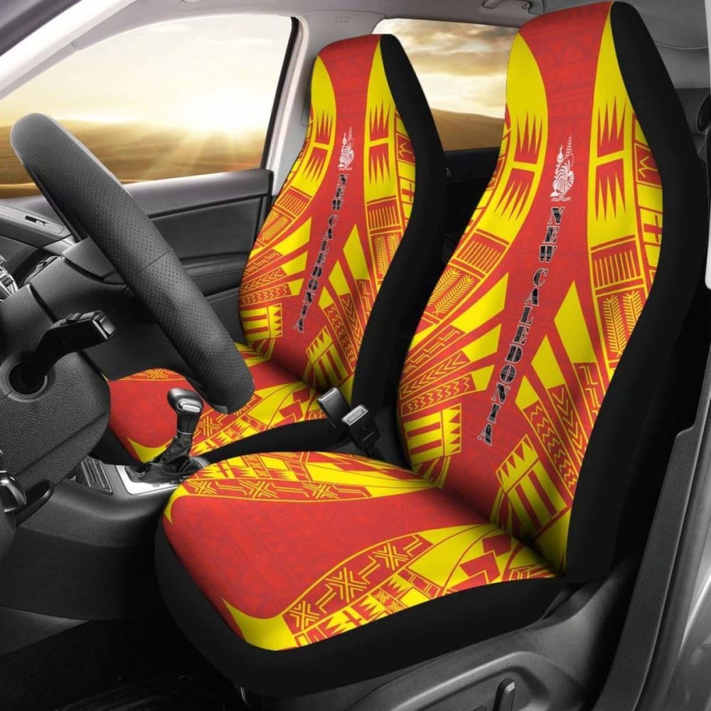 New Caledonia Car Seat Covers - New Caledonia Coat Of Arms Polynesian Tattoo Flag -
