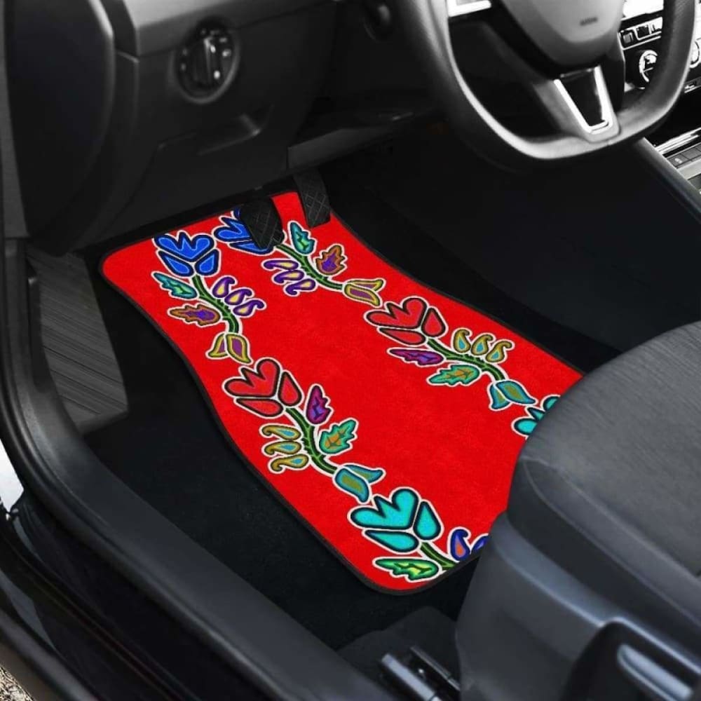 Generations Floral Old Tradecloth Red Car Floor Mats