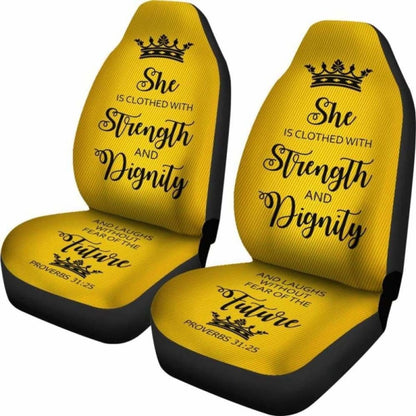 Proverbs Woman Car-Suv Seat Cover- Gold-Black