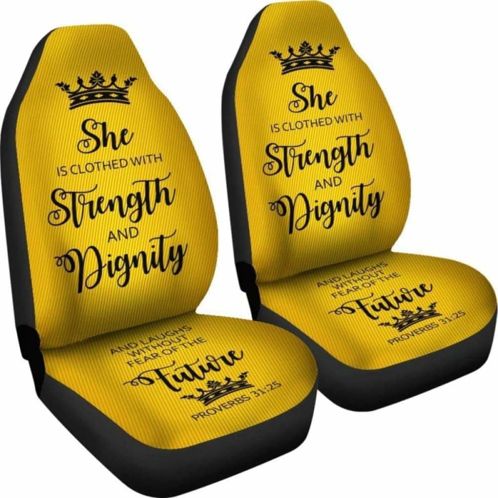 Proverbs Woman Car-Suv Seat Cover- Gold-Black