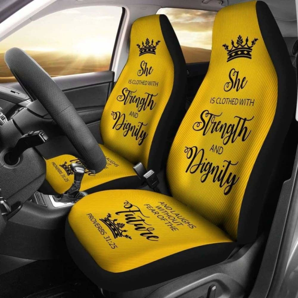 Proverbs Woman Car-Suv Seat Cover- Gold-Black
