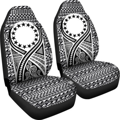 Cook Islands Car Seat Cover - Cook Islands Flag Polynesian Tattoo Black -