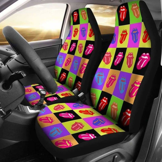 Rainbow Tongue Colorful Pattern Car Seat Covers