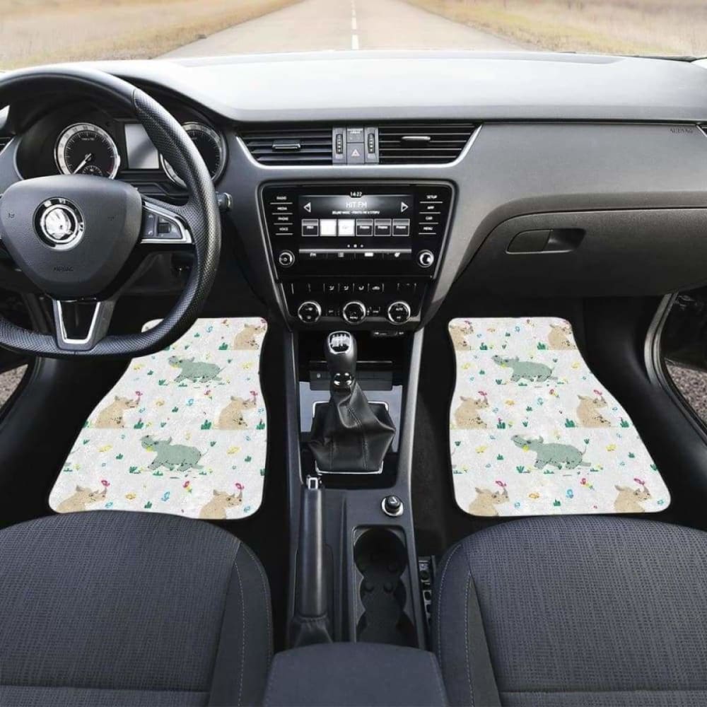 Cute Rhino Pattern Front And Back Car Mats