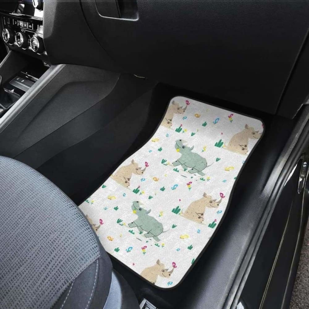 Cute Rhino Pattern Front And Back Car Mats